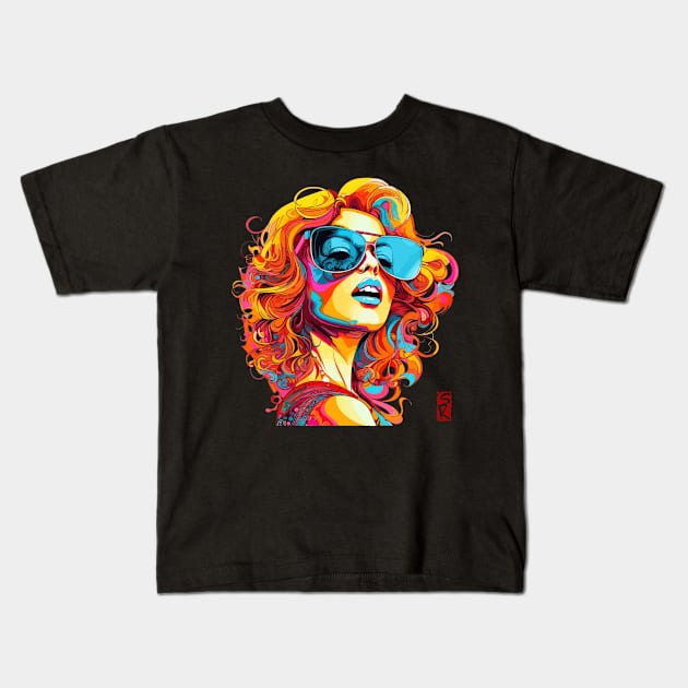 Colorful woman Kids T-Shirt by siriusreno